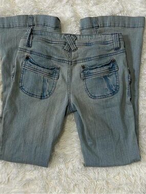 vintage low rise flared light blue denim jeans